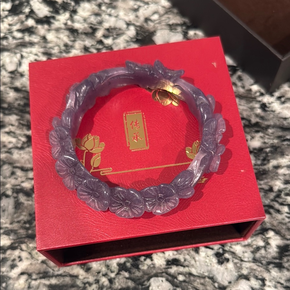 Floral Purple Bangle Bracelet